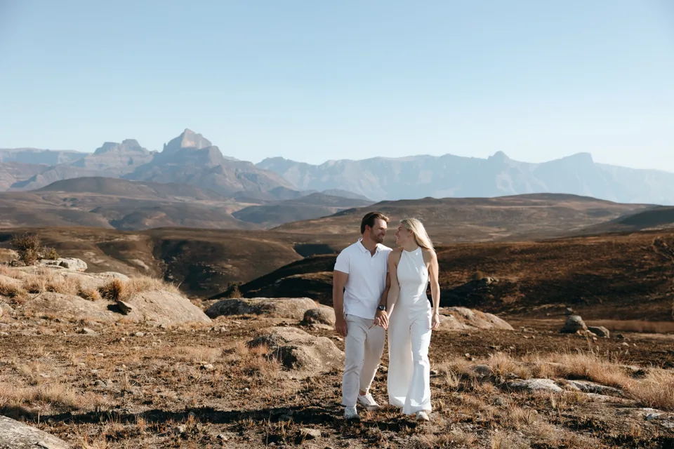 Christy and Joshua in the mountains at golden hour